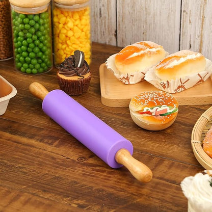 Koogel Rolling Pin for Baking, 12 Inch Non-Stick Silicone Surface, Wooden Handle Rolling Pin for Baking Pies, Pastry, Cookies, Kitchen Essential - Image 6