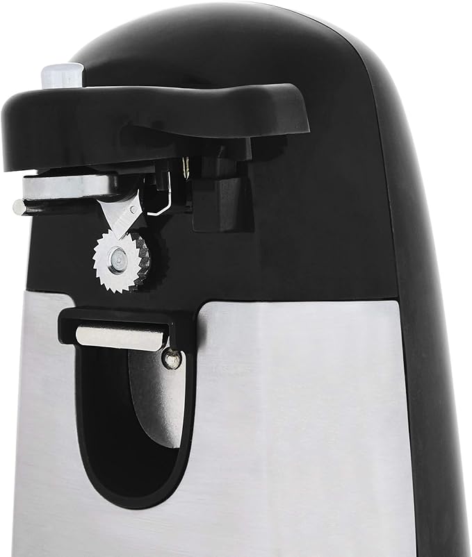 Amazon Basics 3-In-1 Electric Can Opener, Bottle Opener and Knife Sharpener with Stainless Steel Blade, Magnetic Lid Holder, Safe, Easy to Use, Powerful, Sleek Design, 50W, Black - Image 2