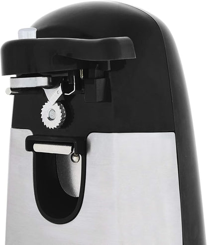 Amazon Basics 3-In-1 Electric Can Opener, Bottle Opener and Knife Sharpener with Stainless Steel Blade, Magnetic Lid Holder, Safe, Easy to Use, Powerful, Sleek Design, 50W, Black - Image 2