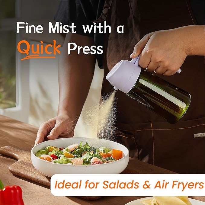 TrendPlain - Original 16oz/470ml Olive Oil Dispenser Bottle for Kitchen Gadgets and Air Fryer Accessories - Olive Oil Sprayer for Cooking w/Stickers - Lilac - Image 3