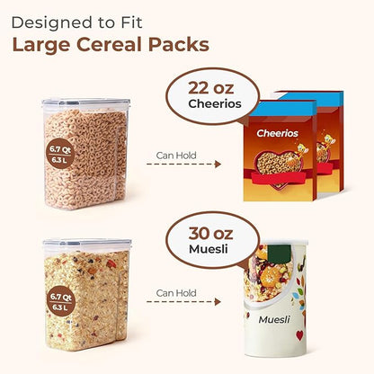 ComSaf 6.7Qt Cereal Storage Container Set of 2 - Ideal for Home Cooks Storing Cereal and Organized Families Organizing Bulk Food，Large Cereal Dispenser Keeps Pantry and Kitchen Countertop Neat - Image 4
