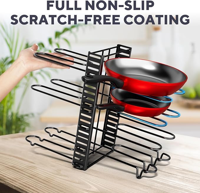 Pots and Pans Organizer Under Cabinet - 8-Tier Adjustable Pan Organizer Rack for Cabinet - Heavy-Duty Pot & Pan Organizer - Perfect to Store Pots, Pans, Lids - Easy Kitchen Organization and Storage - Image 7