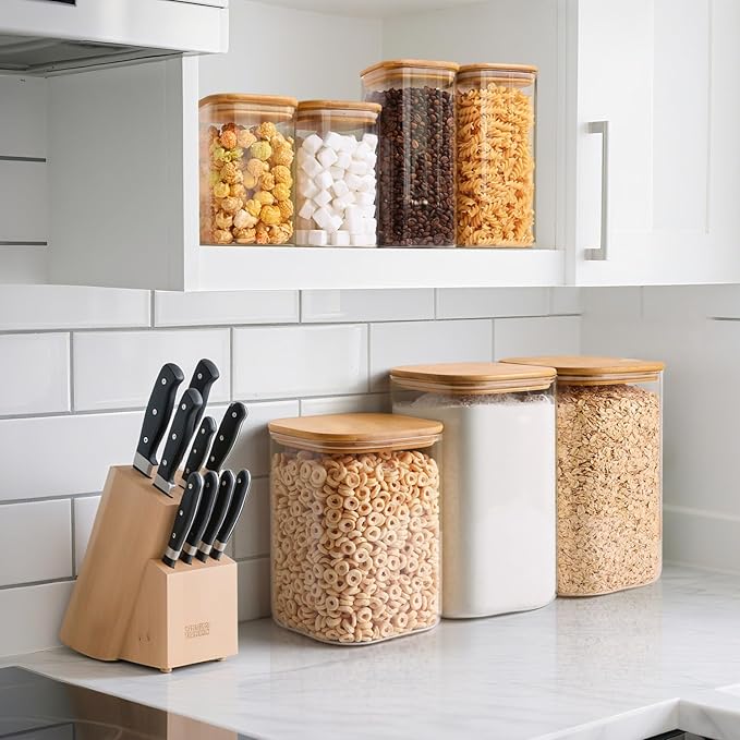 ComSaf 2Pcs Large Glass Storage Containers with Lids 4Qt, 1 Gallon Wide Mouth Flour Sugar Storage Containers, Large Capacity and Sealed for Rice, Cereal, Oat, Easy Clean and Scoop, Pantry Organization - Image 7