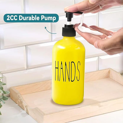 COHOSEGE Glass Soap Dispenser Set 2 Pack,16 Oz Dish Soap Dispenser for Kitchen Sink,Lemon Kitchen Decor and Accessories,Yellow Decorations and Kitchen Utensils for Kitchen - Image 6