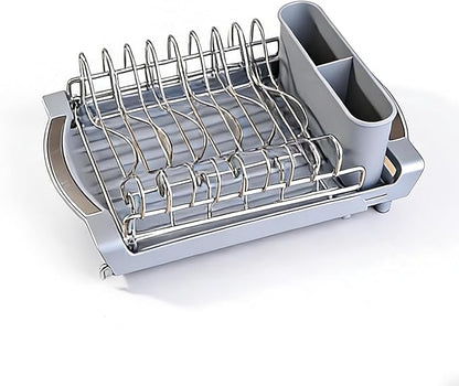 Dish Drying Rack Compact Expandable - A Space-Saving, Stainless Steel, Rust-Resistant Dish Drainer for Kitchen and Apartment Countertops/Sink Cabinets, Extendable from 11.42 to 19.9 inches (Gray) - Image 6