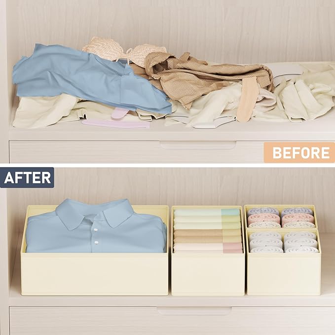 DIMJ Drawer Organizer Clothes Storage - 24 Pack Baby Dresser Organizer for Nursery, Small Fabric Closet Drawer Organizer Bins for Underwears Socks, Foldable Storage Dividers Organization for Bedroom - Image 7