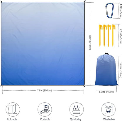 WIWIGO Beach Blanket Waterproof Sandproof Beach Mat 79" X 83"/10'x9'for 2-8 Adults Quick Drying Outdoor Picnic Mat Beach Accessories for Travel, Camping, Hiking - Image 2
