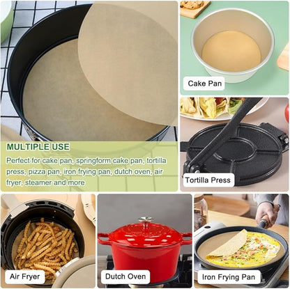 BOYAN Parchment Paper Rounds, Set of 220, Non Stick 8 Inch Parchment Paper Sheet for Baking, Pre-cut Round Parchment Paper for Cake Pan, Tortilla Press, Quesadilla Maker, Springform Pan and More