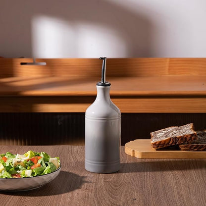 Sweejar Ceramic Olive Oil Dispenser Bottle, Opaque Oil Cruet Protects to Reduce Oxidation, Suitable for Storage Vinegar, Coffee Syrups & Other Liquids, Pack of 1, 15.5 Fl Oz(Gradient Fog Gray) - Image 4
