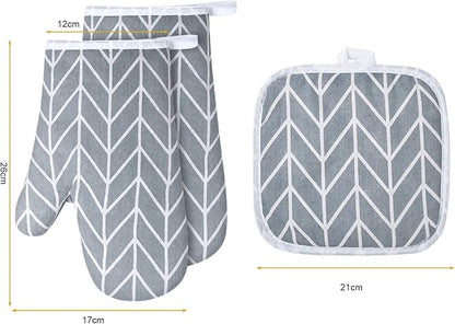 AUAUY Oven Mitts and Pot Holders 6PCS Set, 392°F Heat Resistant Cooking Gloves and Hot Pads Baking Mittens BBQ Gloves, Top Kitchen Gadgets, Non-Slip Kitchen Mittens for Oven Cooking Baking Grilling - Image 4