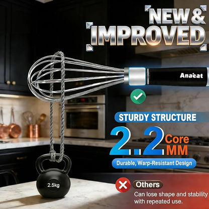 Anaeat Stainless Steel Kitchen Whisk Set of 5, Milk and Egg Beater Blender with Thick Wire for Whisking, Cooking, Baking, Beating and Stirring - 5"+7" Mini Whisk and 9''+11''+12'' Balloon Whisks - Image 4
