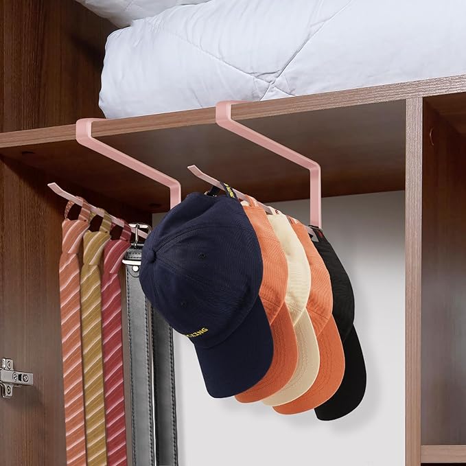 2 Pack Tumbler Lid Organizer, Horizontal Tumbler Lid Storage Hook to Hold Up 20 Lids, Space Saving Cup Lid Holders Under Cabinet Tumbler Lid Hook for Kitchen Organizer, Paper Towel Rack Hanger (Pink) - Image 8