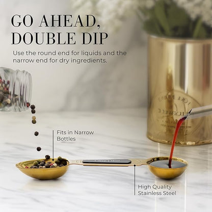 Gold Magnetic Measuring Spoons with Leveler - Featuring 8-Piece Upgraded Style, Dual-Sided, Stackable, Stainless Steel Gold Measuring Spoons Set - Fits in Spice Jars, Luxury Kitchen Accessories - Image 5
