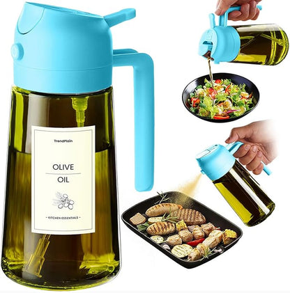 TrendPlain - Original 16oz/470ml Olive Oil Dispenser Bottle for Kitchen Gadgets and Air Fryer Accessories - Olive Oil Sprayer for Cooking w/Stickers - Sky Blue by TrendPlain