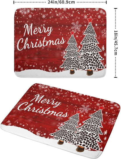 Merry Christmas Tree Red Dish Drying Mat for Kitchen Counter,Winter Snowflake Pine Drying Mat 18 x 24 Inch with Absorbent Reversible Microfiber Dish Drying Pad for Coffee Bar - Image 2