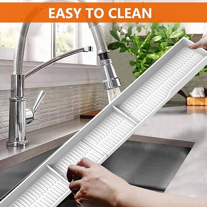 AWOKE Stove Top Shelf 30 Inch - Silicone Material Magnetic Shelf for The Stove - 3 Functional Partitions Kitchen Spice Rack Organizer - White - Image 3