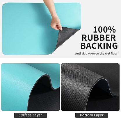 HotLive Dish Drying Mat for Kitchen Counter, Heat Resistant Drainer Mats with Non-slip Rubber Backed, Hide Stain Kitchen Super Absorbent Draining Mat, Easy to Clean Dish Rack Pad, Teal 18"x32" - Image 5