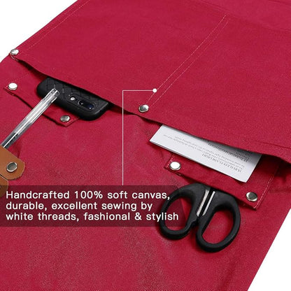 Mignongirl Chef Apron,Cross Back Apron for Men Women with Adjustable Straps and Large Pockets,Canvas,M-XXL (Red) - Image 6