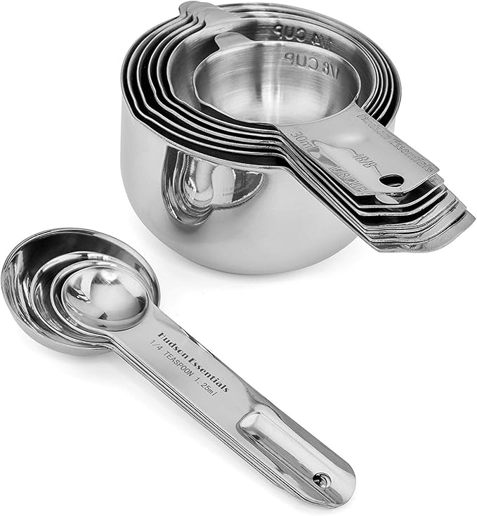 Hudson Essentials Stainless Steel Measuring Cups and Spoons Set - Stackable Set with Spout (11 Piece Set) - Image 7