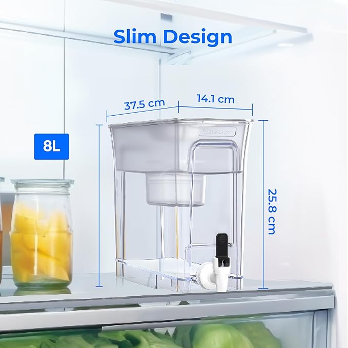 Waterdrop 35-Cup Slim Water Filter Dispenser, Large Capacity, 200-Gallon Long-Life, Faster Filtration, Reduces Chlorine, PFOA/PFOS and More, BPA Free, White (with 1 Filter) - Image 3