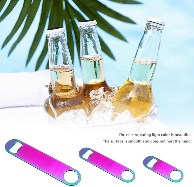 Rainbow Color Stainless Steel Flat Bottle Opener, Sturdy and Durable 2 Pcs to Send to Friends, Suitable for Bar Bartender Men Women Kitchen Restaurant Party Supplies (Large) - Image 4