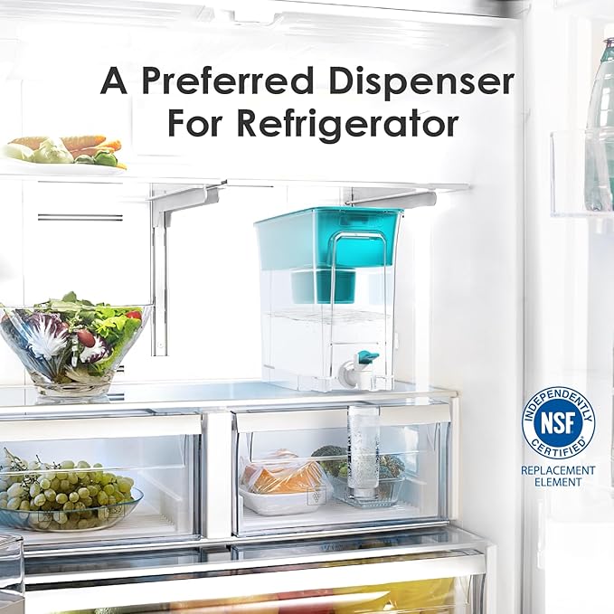 Waterdrop Slim Water Filter Dispenser, Large Capacity, 35-Cup Water Filter Pitcher, 200-Gallon Long-Life, 5X Lifetime, Reduces Chlorine, PFOA/PFOS and More, BPA Free, Turquoise (with 1 Filter) - Image 6