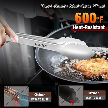 Walfos 17 Inch Extra Long Grill Tongs, Ultimate Stainless Steel BBQ Tongs for Grilling, Cooking, BBQ/Barbecue, Buffet and Turning Food - Image 3