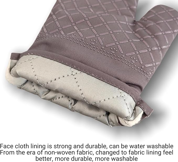 Oven Mitts and Pan Racks 4-Piece Set, Extended Kitchen Oven Mitts and Pan Racks, Heat Resistant 500 °F, Silicone Non-Slip Surface for Baking and Cooking (Grey) - Image 3