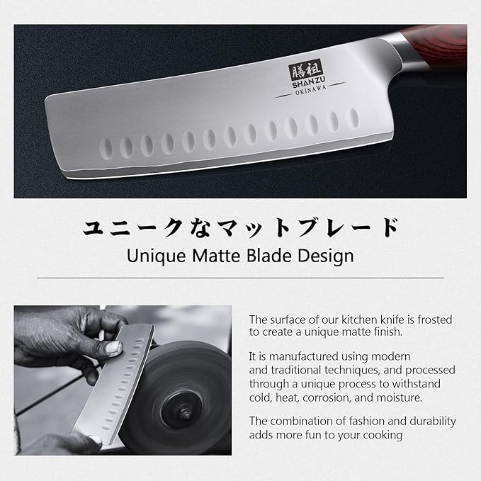 SHAN ZU 7 Inch Nakiri Knife, Japanese 10Cr15MoV High Carbon Stainless Steel Chopping Chef Knife, Professional Sharp Multipurpose Asian Kitchen Vegetable Cleaver Knife with Ergonomic Pakkawood Handle - Image 6