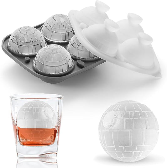 Nax Caki 3D Death Star Ice Cube Molds, Large Silicone Fun Shapes Bourbon Gifts for Men Fandom, Whiskey Ice Cube Mold for Cocktails,Brandy, Whiskey Gifts for Men Nerds & Geeks