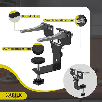 Upgraded Aluminum Knife Sharpener Securing Clip, Adjustable Width 2-5.1", Compatible with XARILK Sharpening Systems GEN2/GEN3