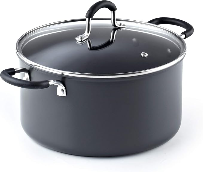 Cook N Home Casserole Dutch Oven Stockpot With Lid Professional Hard Anodized Nonstick 6-Quart , Oven Safe - with Stay-Cool Handles, black by CookNHome