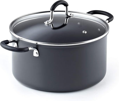 Cook N Home Casserole Dutch Oven Stockpot With Lid Professional Hard Anodized Nonstick 6-Quart , Oven Safe - with Stay-Cool Handles, black by CookNHome