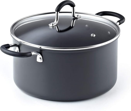 Cook N Home Casserole Dutch Oven Stockpot With Lid Professional Hard Anodized Nonstick 6-Quart , Oven Safe - with Stay-Cool Handles, black by CookNHome
