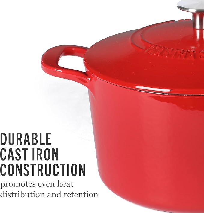 Martha Stewart Gatwick 4 Quart Enamel Cast Iron Dutch Oven - Red - Image 5