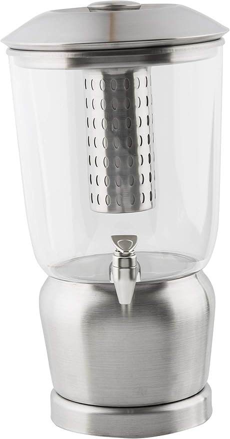TableCraft 75 Upscale 2.5 Gallon Drink Dispenser with Fruit Infuser & Stand, Tritan & Brushed Stainless Steel, Cold Beverage Dispenser for Catering and Home Use - Image 2