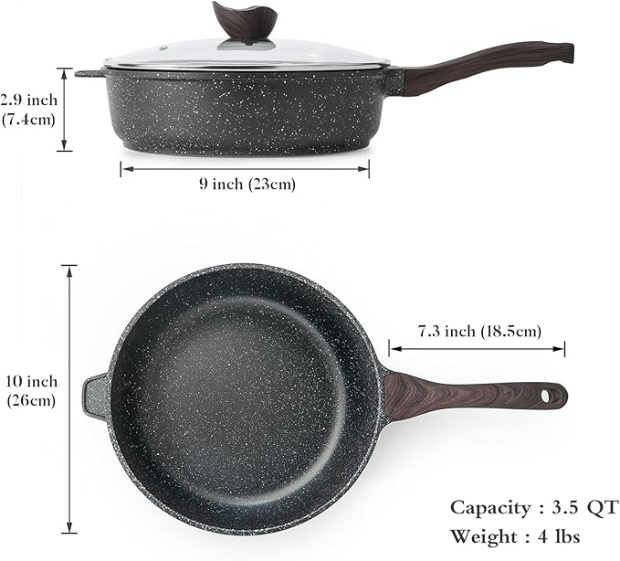 Kordisen Nonstick Deep Frying Pan with Lid, 10 Inch Non Stick Skillet, Saute Pan for Cooking, Healthy Induction Cookware, PFOA Free - Image 6