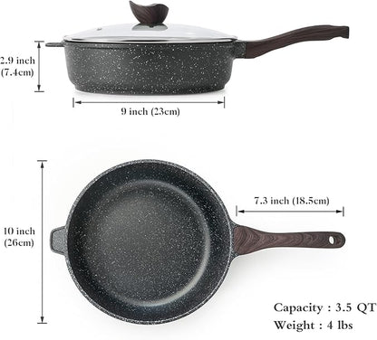 Kordisen Nonstick Deep Frying Pan with Lid, 10 Inch Non Stick Skillet, Saute Pan for Cooking, Healthy Induction Cookware, PFOA Free - Image 6