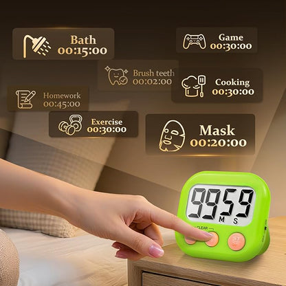 12 Pack Digital Kitchen Timer Small Classroom Timers for Kids Teachers (Orange&Green) - Image 2