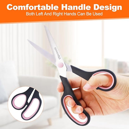 Scissors for Office School Supplies, Hnncugty 8" Scissors All Purpose Bulk Set of 24-Pack, Sharp Shears for Home Craft Sewing Fabric, Middle School Student Teacher Supplies, Comfort Right/Left Handed - Image 3