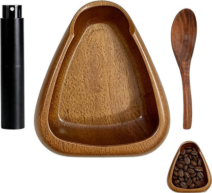 3PCS Coffee Dosing Cup, Wooden Coffee Dosing Set with Black Sprayer and Scale, Grounds Measurement for Espresso Machines and Manual Brewing, Coffee Bean Dosing Cup and Accessories