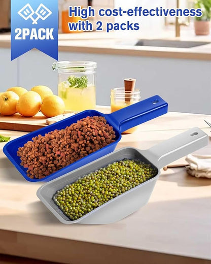 2 Cup Dog Food Scoop(2 Pack), Plastic Pet Food Scoop with Measuring Lines for Accurate Pet Food Portions,Dishwasher Safe (Blue and Grey) - Image 4