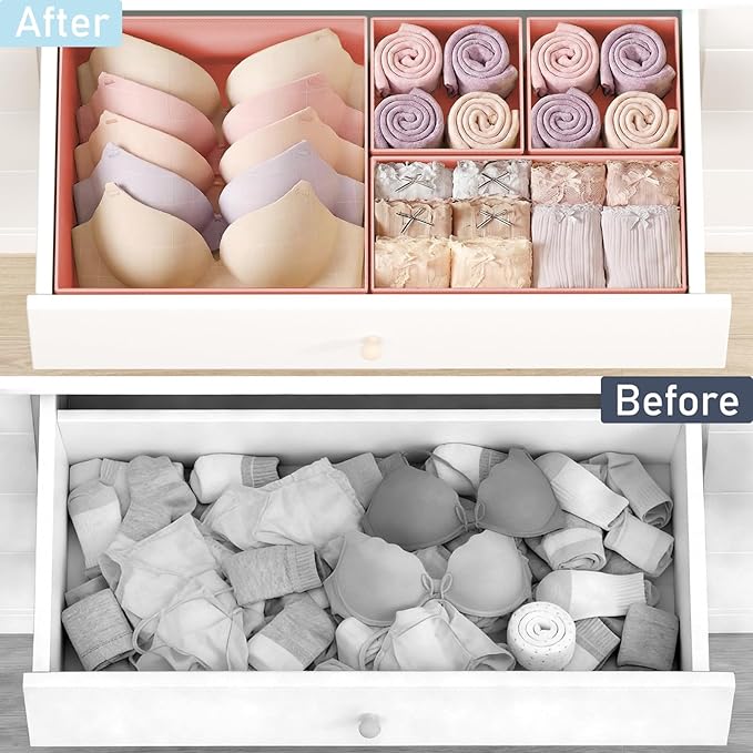 DIMJ Drawer Organizer Clothes Storage - 28 Pack Baby Dresser Organizer for Nursery, Foldable Closet Drawer Organizer Bins for Bedroom Organization, Fabric Storage Dividers for Socks, Underwears, Bras - Image 6