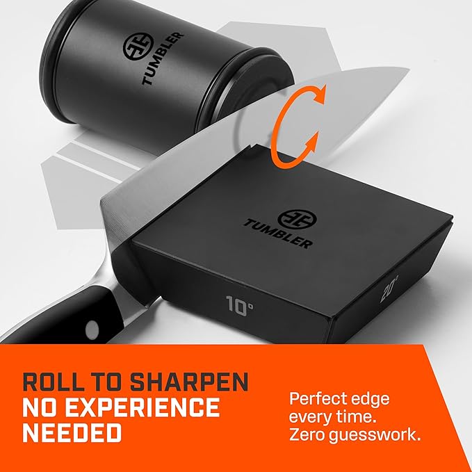 Tumbler Pro Black Rolling Knife Sharpener™ Starter Set - Knife Sharpening Made Easy - Sharpening Kit Includes Magnet Holder Pro, Whetstone Upgrade Discs (3000 & 6000 Grit) & Weighted Pro Stand - Image 7