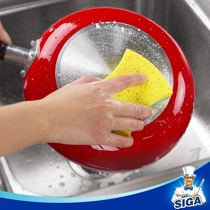 MR.SIGA Heavy Duty Cellulose Scrub Sponge, Dual-Sided Dishwashing Sponge for Kitchen, 12 Pack - Image 6