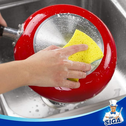 MR.SIGA Heavy Duty Cellulose Scrub Sponge, Dual-Sided Dishwashing Sponge for Kitchen, 12 Pack - Image 6