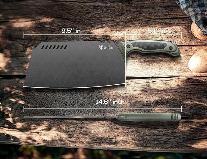 9 Inch Meat Cleaver - Rust-Resistant Full-Tang Steel, G10 Non-Slip Handle - Professional Bone Cutting Knife for Outdoor Cooking & Butcher Use with Gift Box - Knife For Men