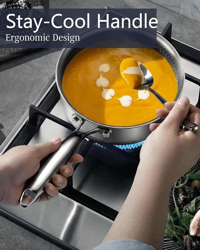 USELUCK Nonstick 1.5-QT Saucepan with Glass Lid,Stainless Steel Pot,Stay-Cool Handle,Dishwasher-Safe,Oven-Safe,Induciton Ready,Compatible with All Cooktops. - Image 7