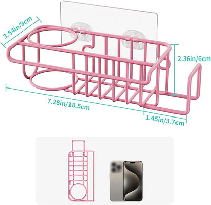 HapiRm Sink Caddy Sponge Holder - No Drill Sponge Holder for Kitchen Sink, Rustproof and Waterproof Kitchen Organizer - Pink - Image 6