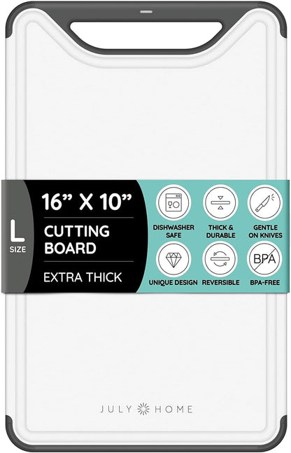 Serveware Accessories Cutting Boards for Kitchen, Plastic Cutting Board, Dishwasher Safe Cutting Board with Juice Grooves, Thick Chopping Board Easy Grip Handle & Non-Slip (Black, 16"x10")